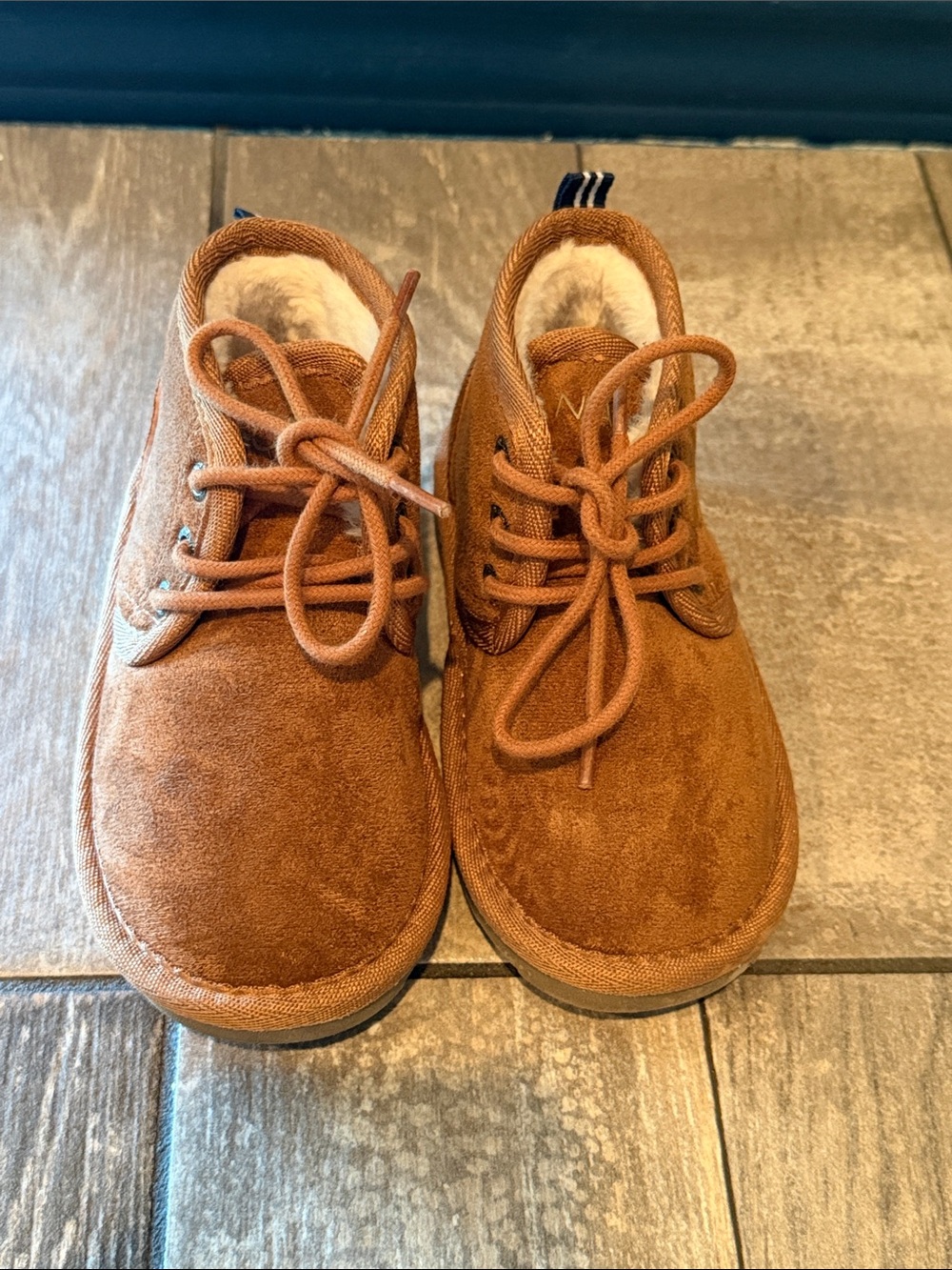 Nautica Kids Suede-Look Lace-Up Boots in Chestnut